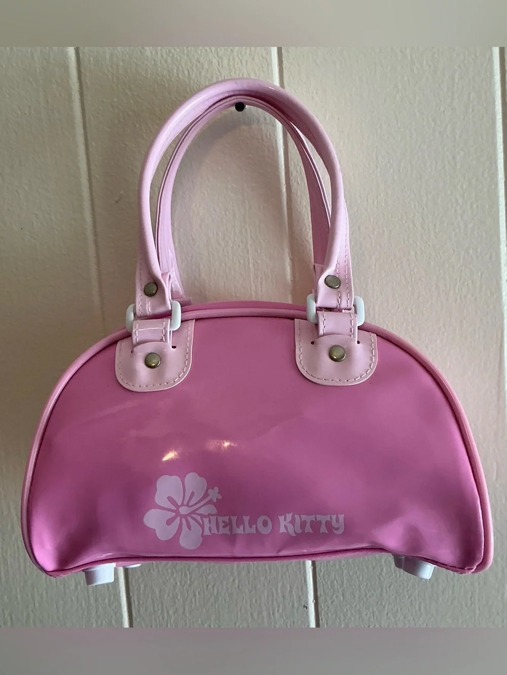 Vntg Rare Y2K Hawaii Hibiscus Flower Sanrio Hello Kitty Mini Bowler Handbag Bag